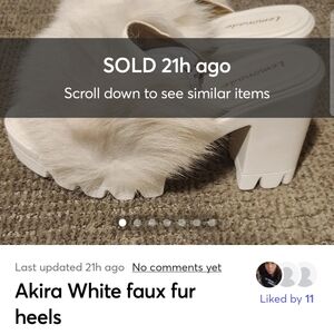White faux-fur heels